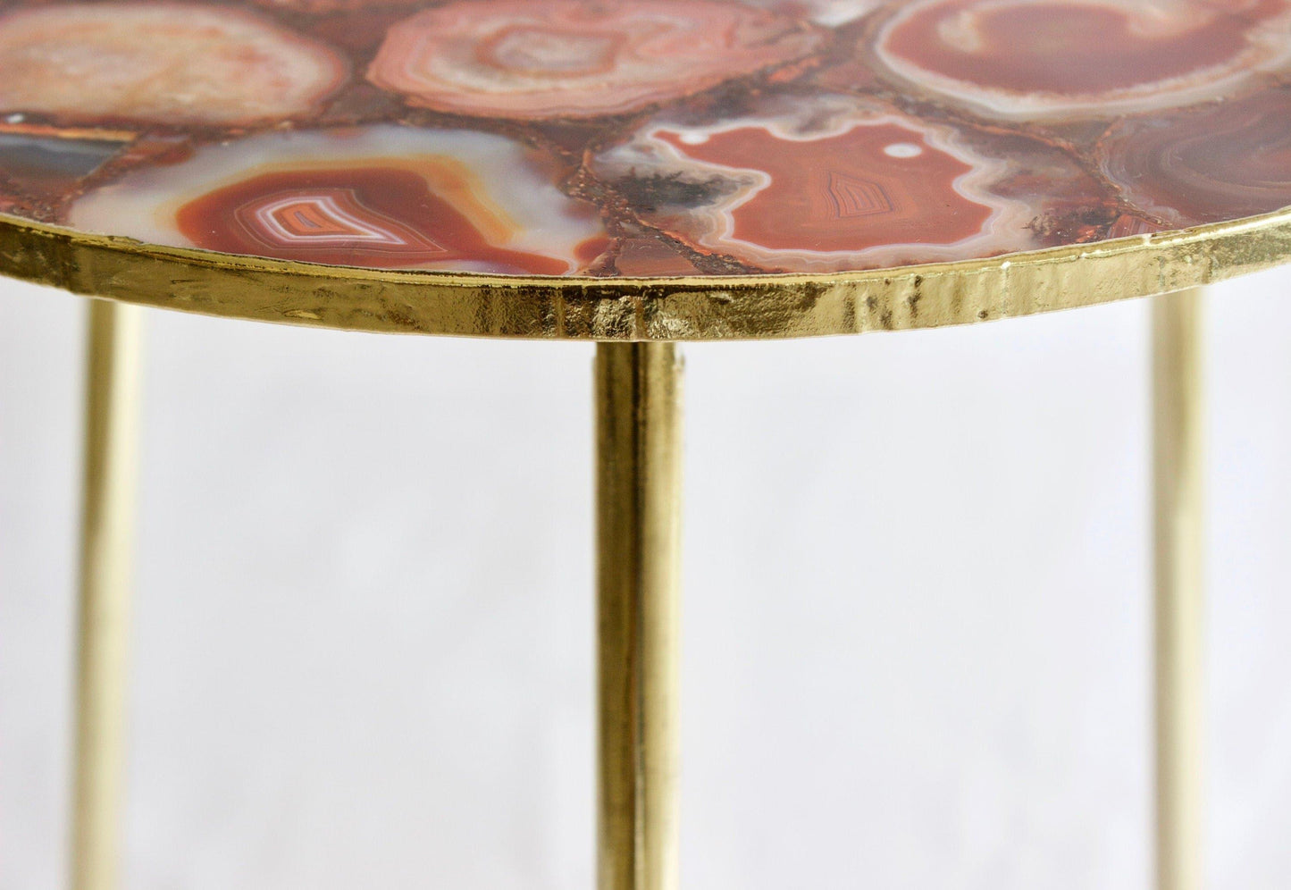 Maroon Red Agate Round Side Table - MAIA HOMES