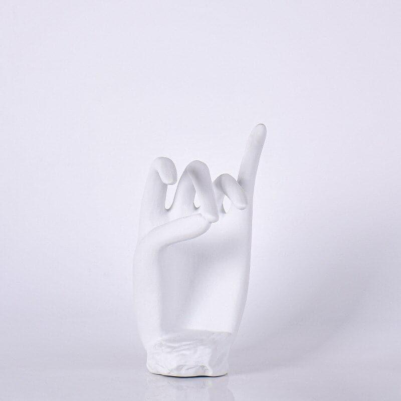 Matte Ceramic Face Finger Statue Pure White