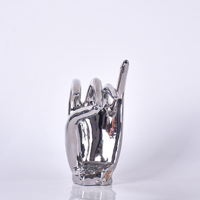 Matte Ceramic Face Finger Statue Silver