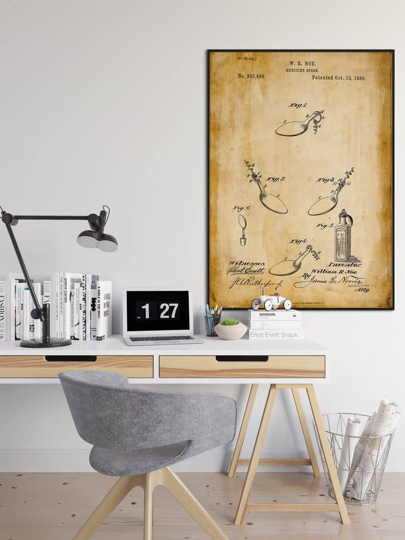 Medicine Spoon Patent Print| Framed Art Print