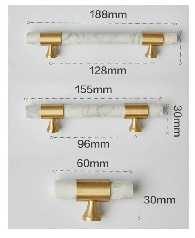 Meg Brass and Marble Cabinet Door Pulls - MAIA HOMES