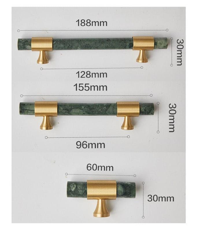 Meg Brass and Marble Cabinet Door Pulls - MAIA HOMES