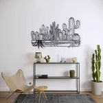 Metal Cactus Wall Decor Art Black