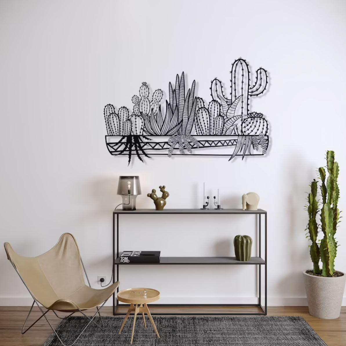 Metal Cactus Wall Decor Art - MAIA HOMES