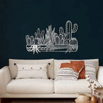 Metal Cactus Wall Decor Art White
