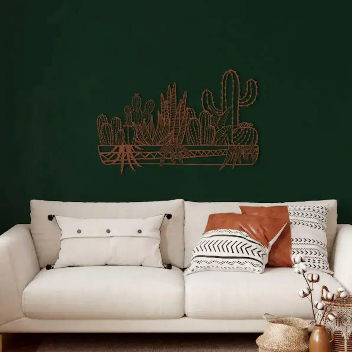 Metal Cactus Wall Decor Art Bronze