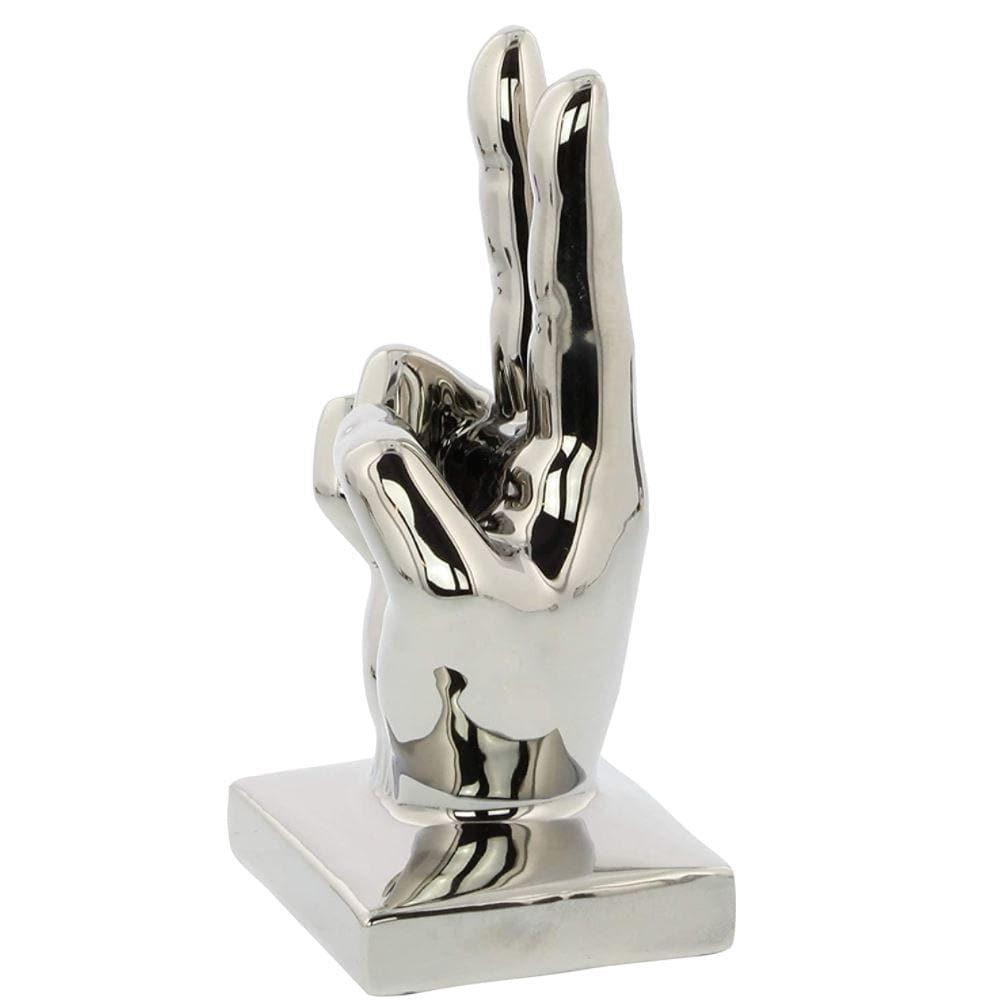 Metallic Polished Silver Hand Sculptures - Set of 3