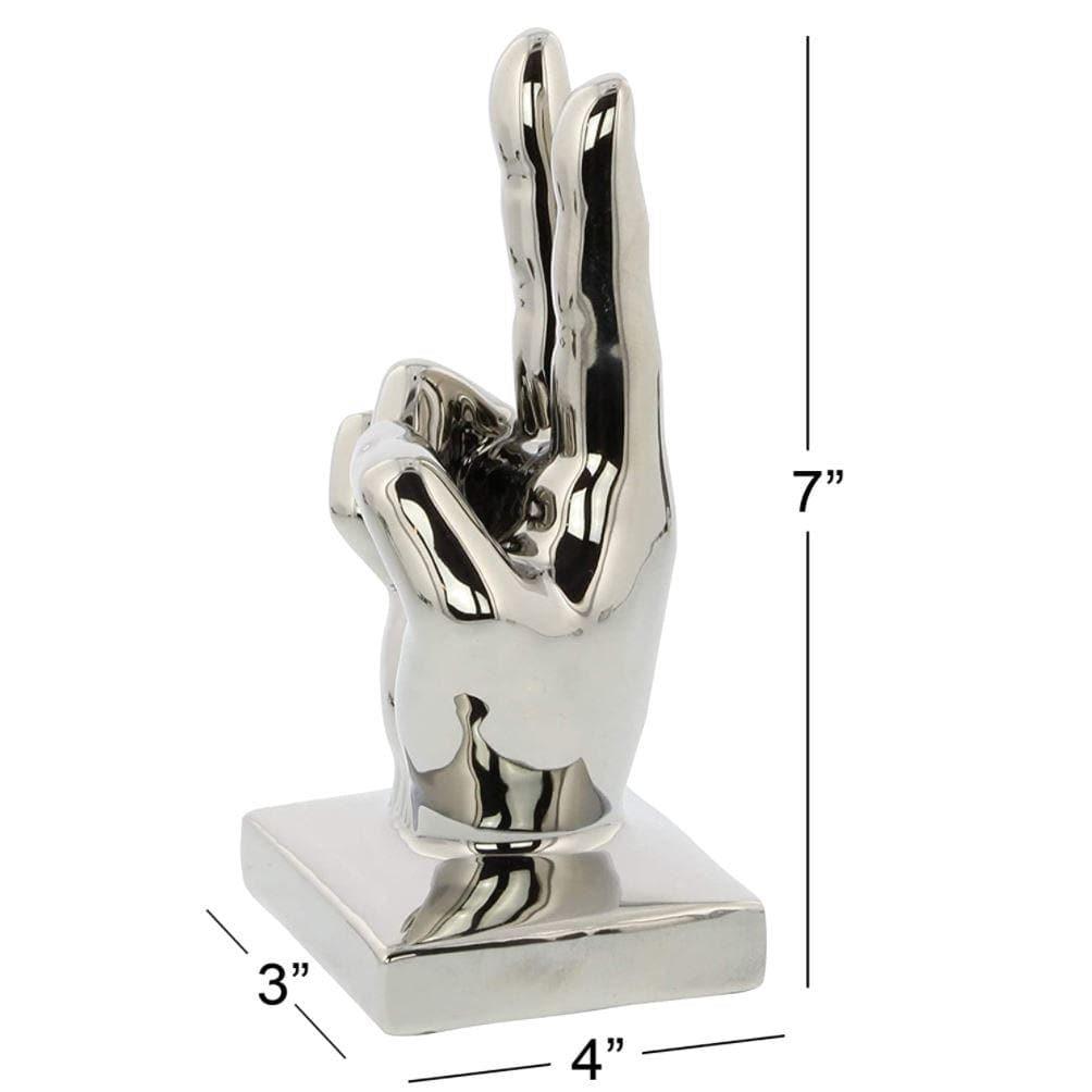 Metallic Polished Silver Hand Sculptures - Set of 3