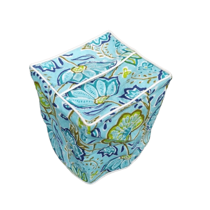 Miami Blue Floral Cotton Tissue Box Cover