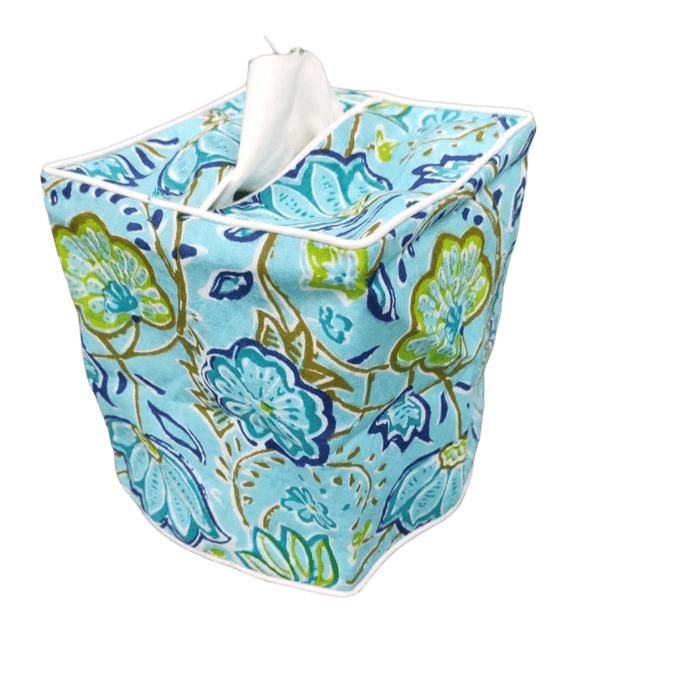 Miami Blue Floral Cotton Tissue Box Cover