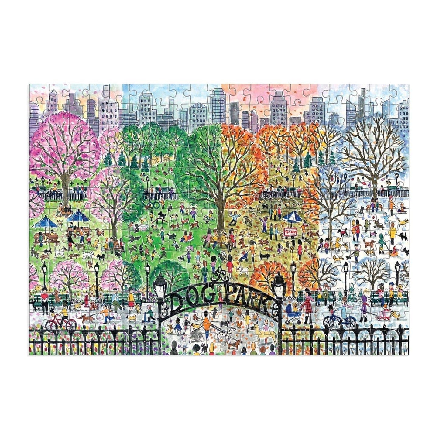 Michael Storrings Dog Park in Four Seasons 250 Piece Wood Puzzle