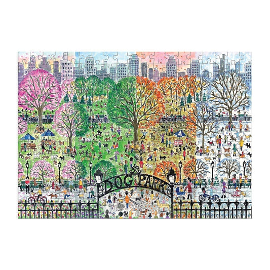 Michael Storrings Dog Park in Four Seasons 250 Piece Wood Puzzle - MAIA HOMES