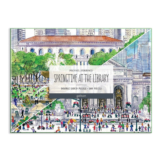 Michael Storrings Springtime at the Library 500 Piece Double-Sided Puzzle - MAIA HOMES