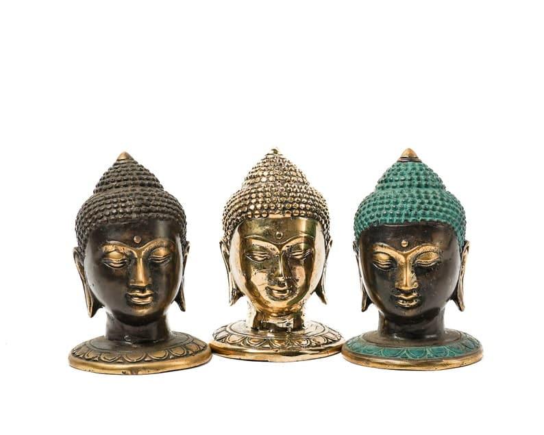 Mini Bronze Buddha Head Statue - MAIA HOMES