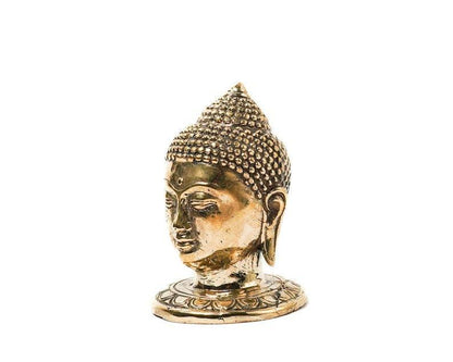 Mini Bronze Buddha Head Statue - MAIA HOMES