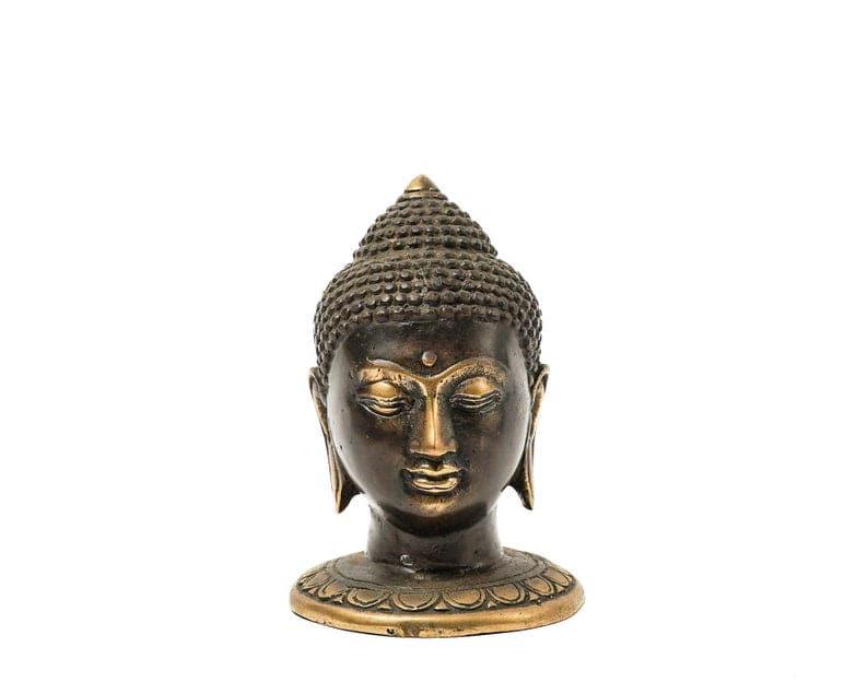 Mini Bronze Buddha Head Statue BLACK POLISH FINISH