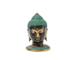 Mini Bronze Buddha Head Statue BLACK GREEN