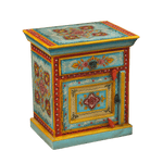 Mini Floral Hand Painted Wooden Cabinet Nightstands - Set of 2