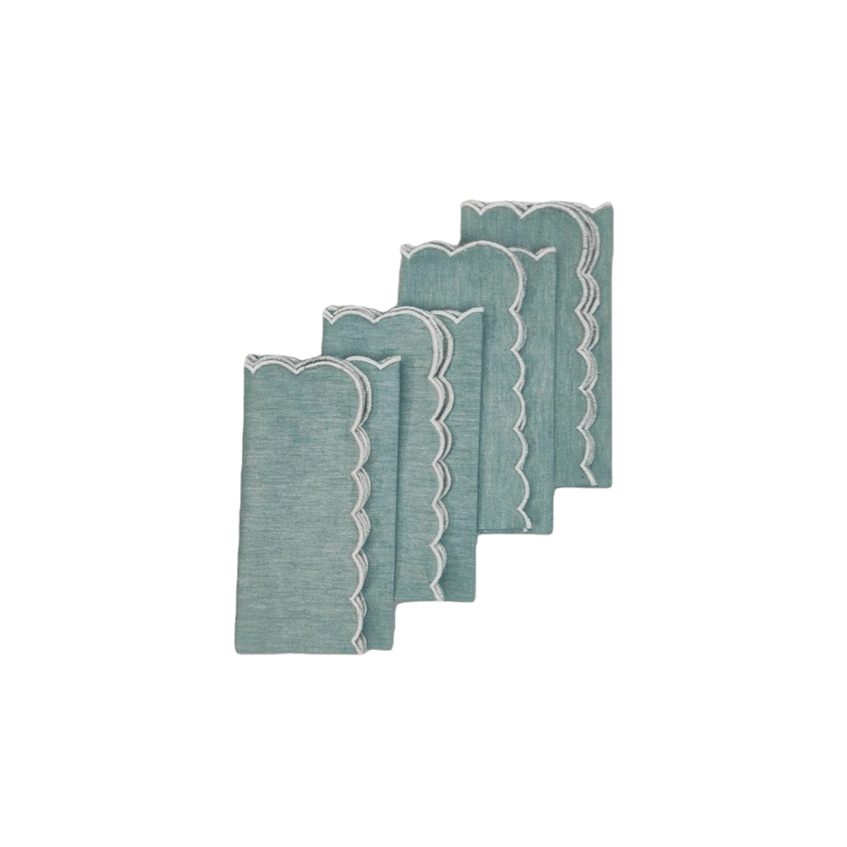 Mini Scalloped Plain Cotton Napkins Green