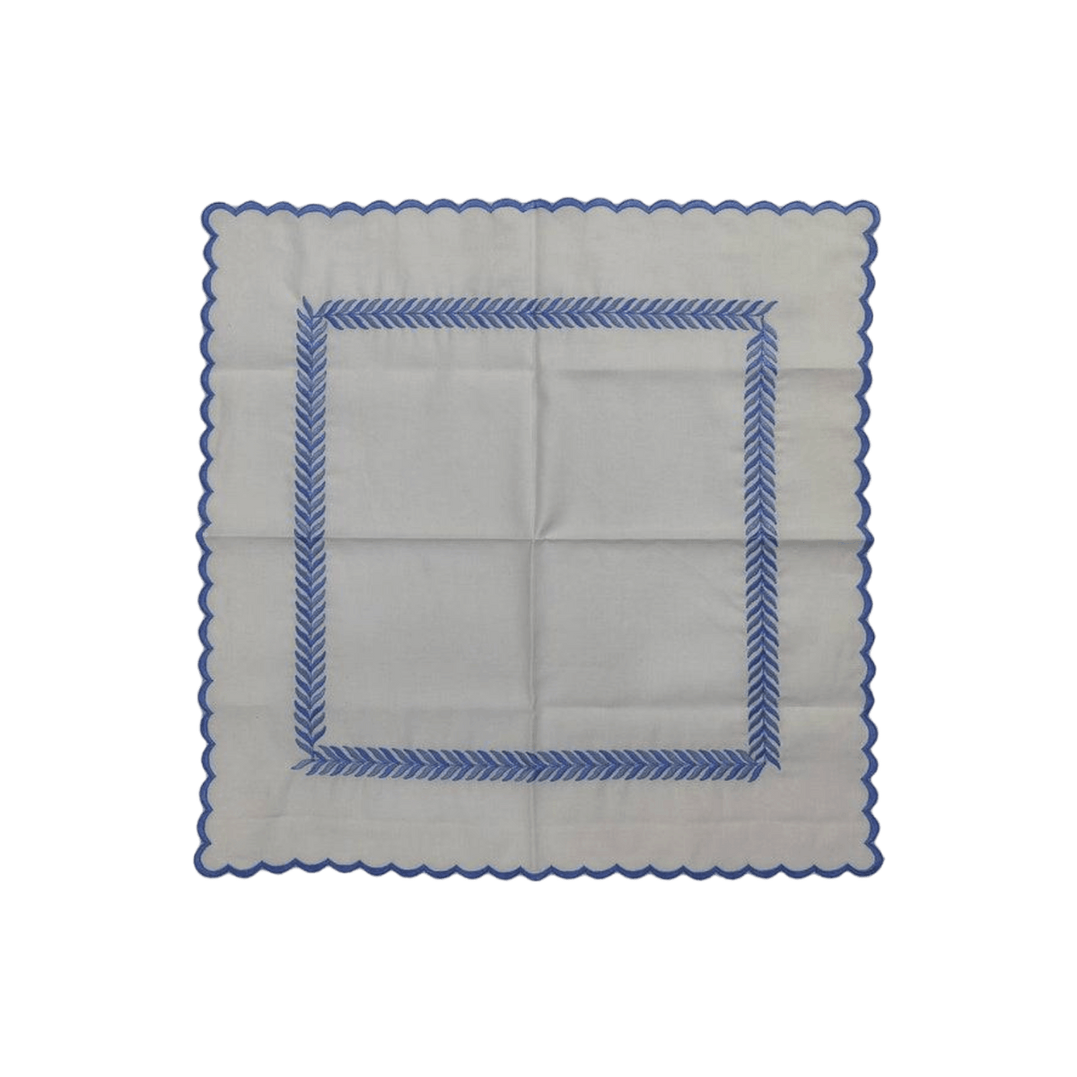 Mini Scalloped White Cotton Napkins with Embroidered Borders