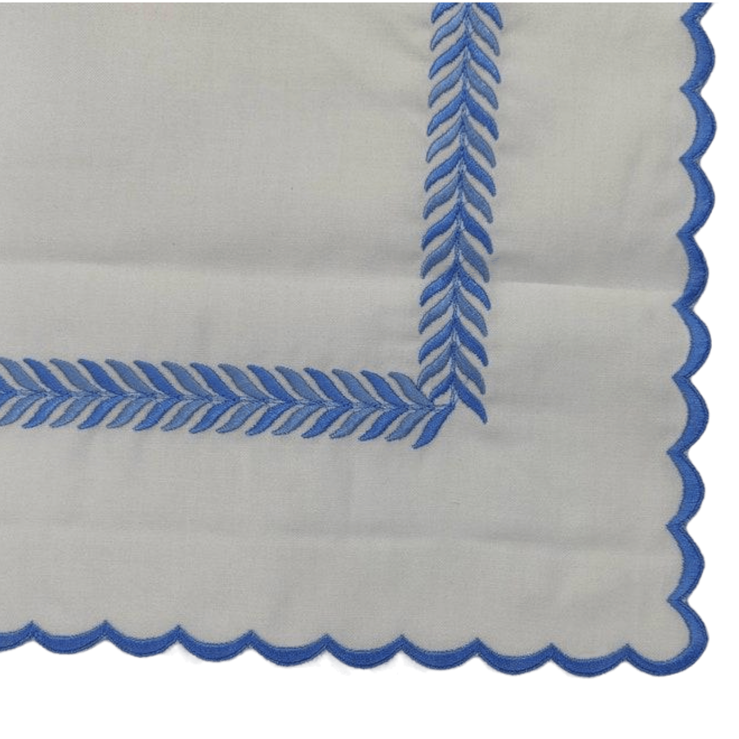 Mini Scalloped White Cotton Napkins with Embroidered Borders