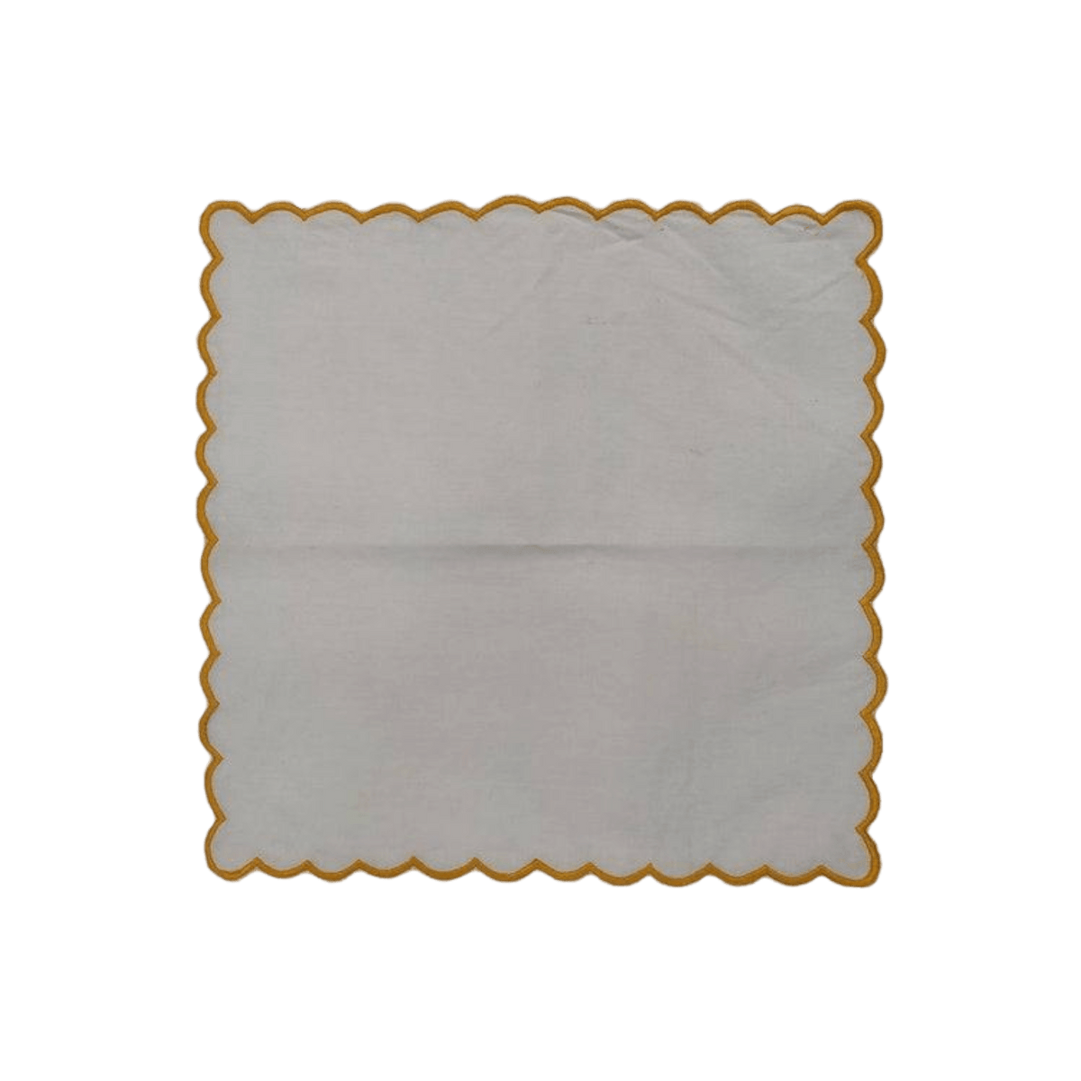 Mini Scalloped White Cotton Napkins with Embroidered Trim