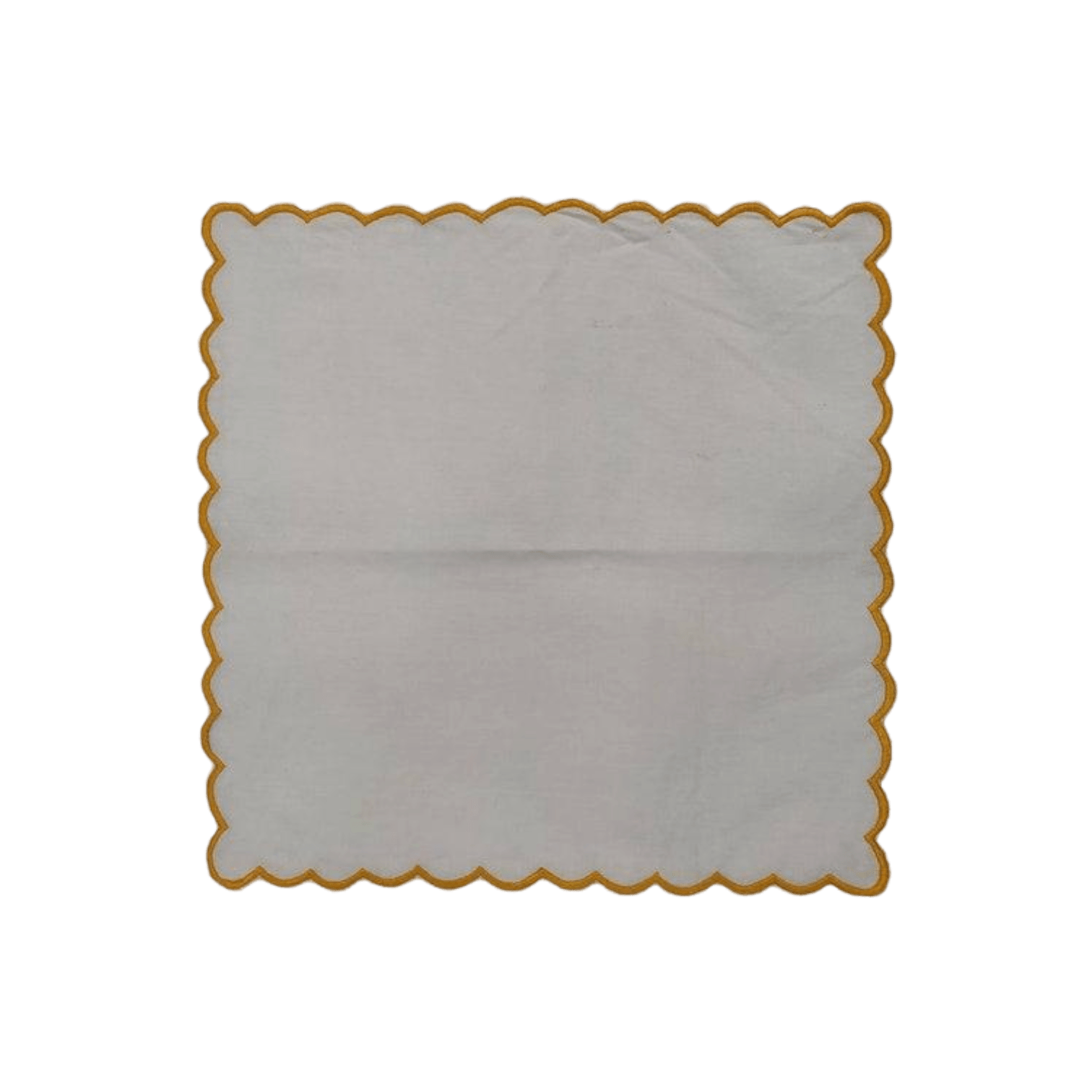 Mini Scalloped White Cotton Napkins with Embroidered Trim