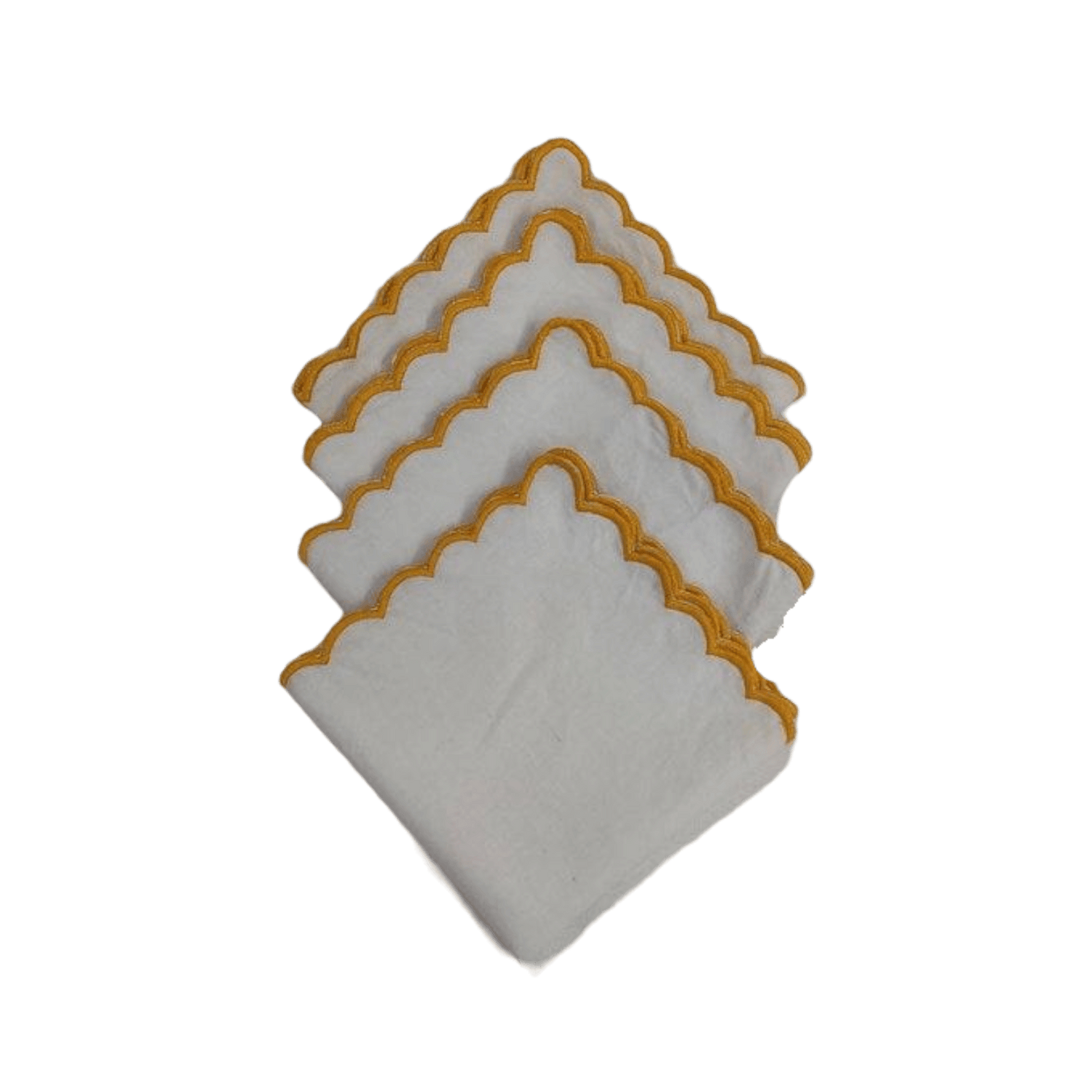 Mini Scalloped White Cotton Napkins with Embroidered Trim