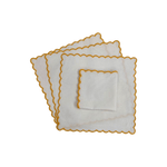 Mini Scalloped White Cotton Napkins with Embroidered Trim