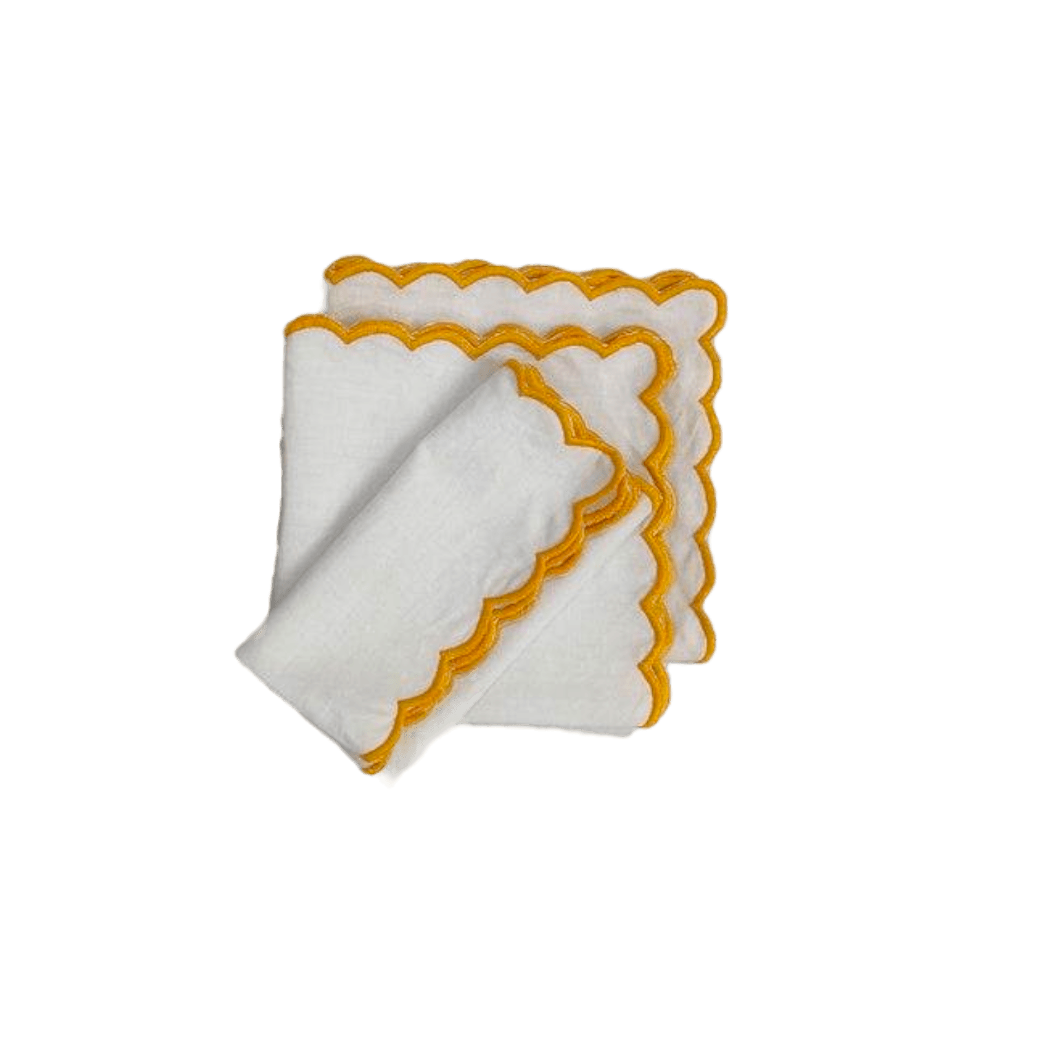 Mini Scalloped White Cotton Napkins with Embroidered Trim