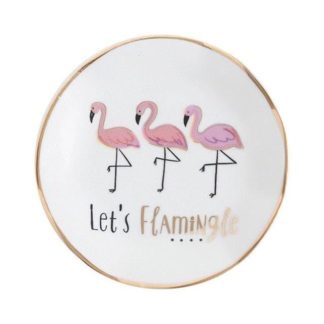 Mini Vacay Jewelry Trinket Round Flamingo