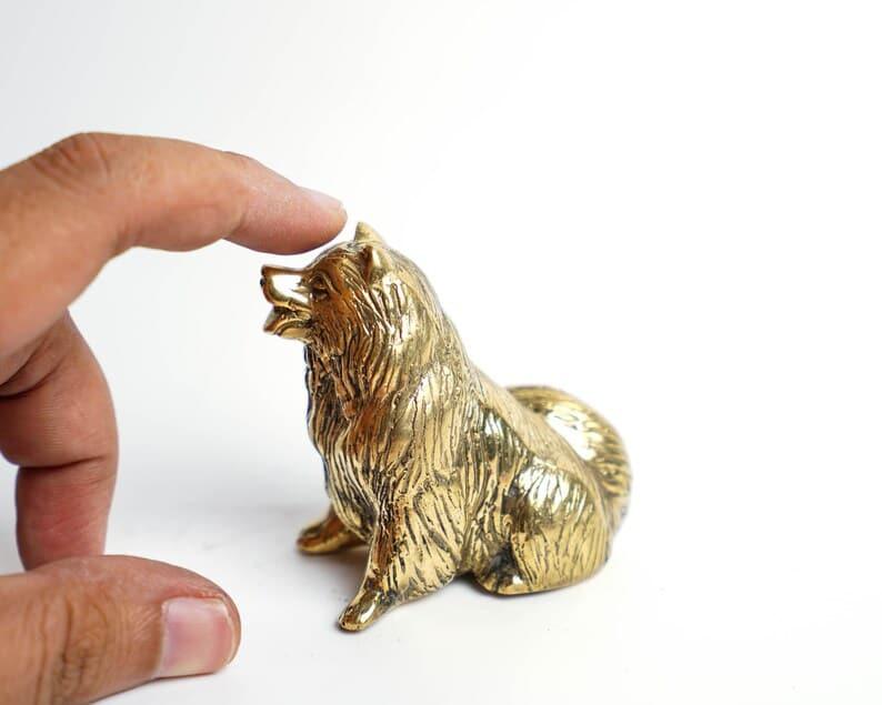 Miniature Dog Solid Brass Sculpture