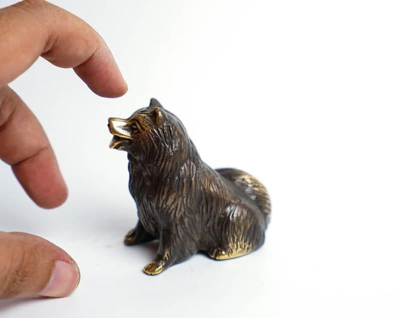 Miniature Dog Solid Brass Sculpture