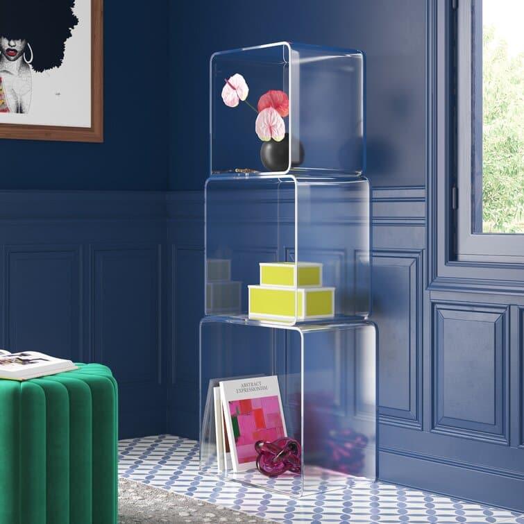 Minimalist Acrylic Cube Bookcase