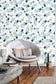 Minimalist Blue and White Floral Wallpaper - MAIA HOMES