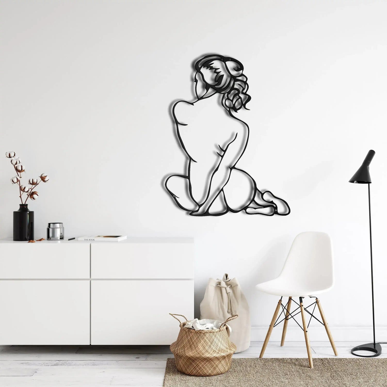Minimalist Diva Woman Silhouette Metal Wall Hanging Decor