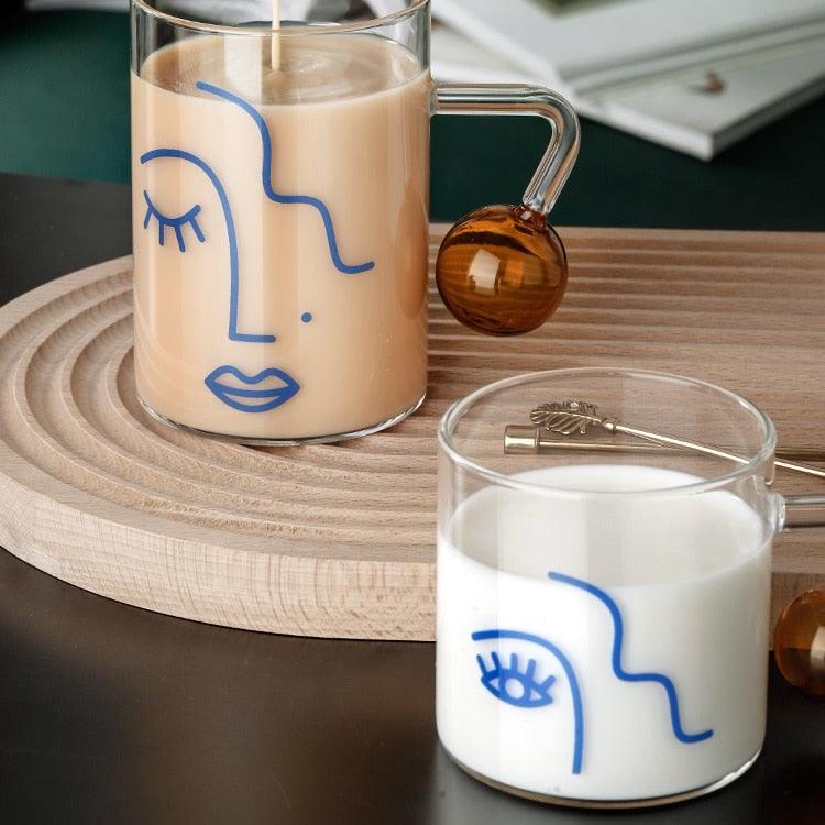 Minimalist Female Face Water Glass with Handle