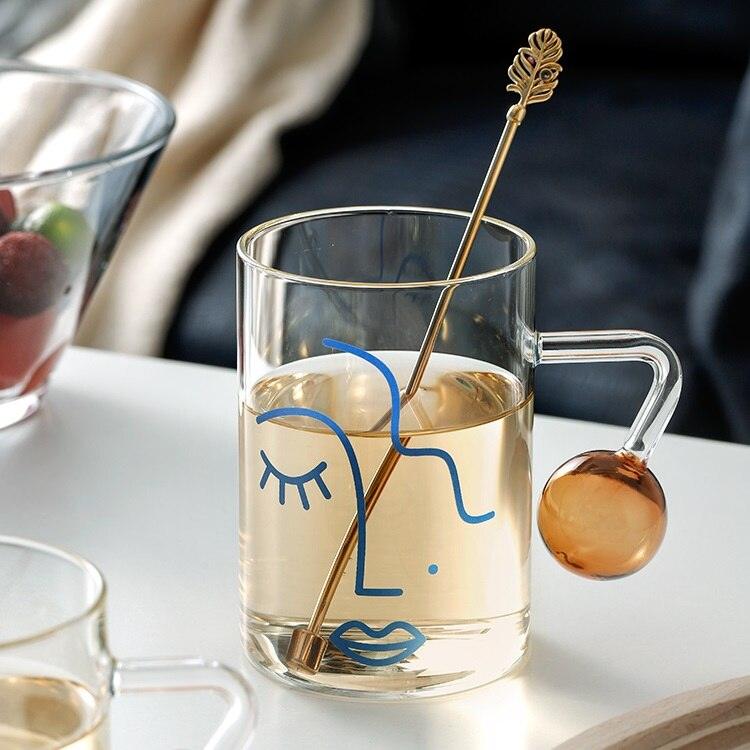 Minimalist Female Face Water Glass with Handle