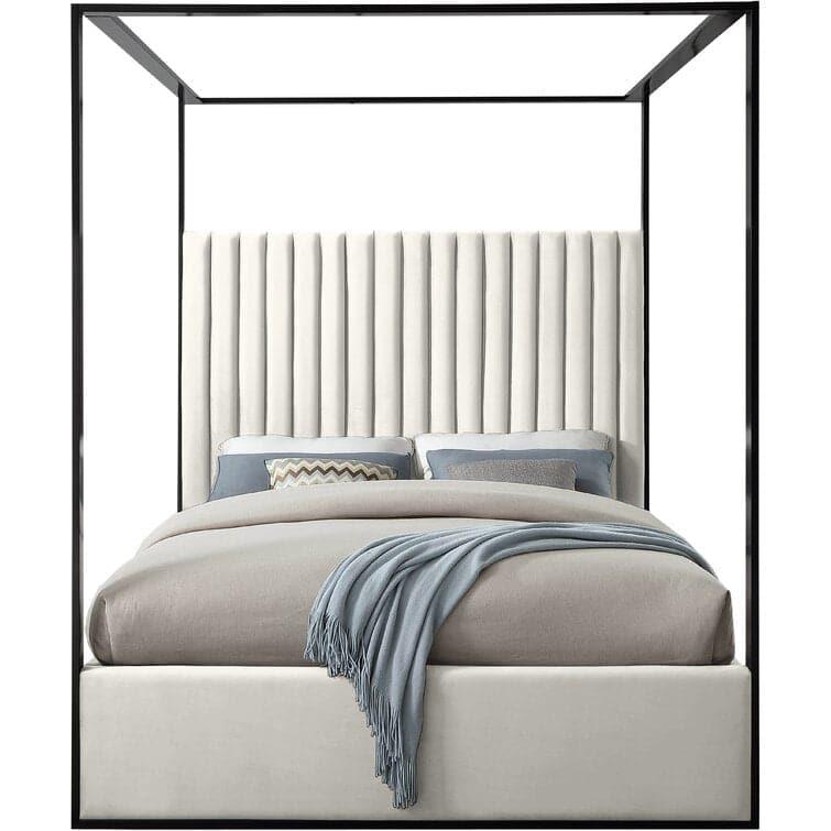 Minimalist Tufted Upholstered Low Profile Canopy Bed