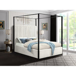 Minimalist Tufted Upholstered Low Profile Canopy Bed