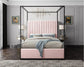 Minimalist Tufted Upholstered Low Profile Canopy Bed - MAIA HOMES