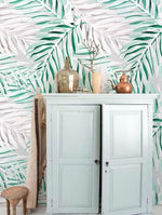 Minty Palm Leaves Wallpaper