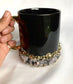 Mixed Quartz Marbled Black Ceramic Coffee Mug with Gold Handle - Set of 2 - MAIA HOMES