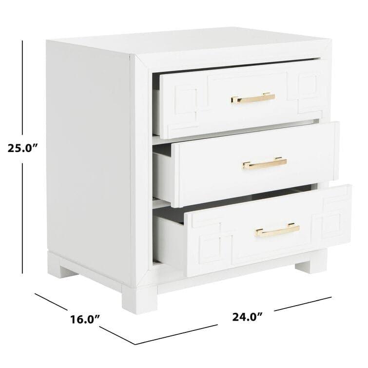 Modern Chinoiserie 3 - Drawer Solid Wood Nightstand