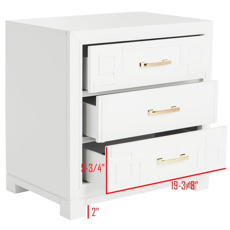 Modern Chinoiserie 3 - Drawer Solid Wood Nightstand - MAIA HOMES