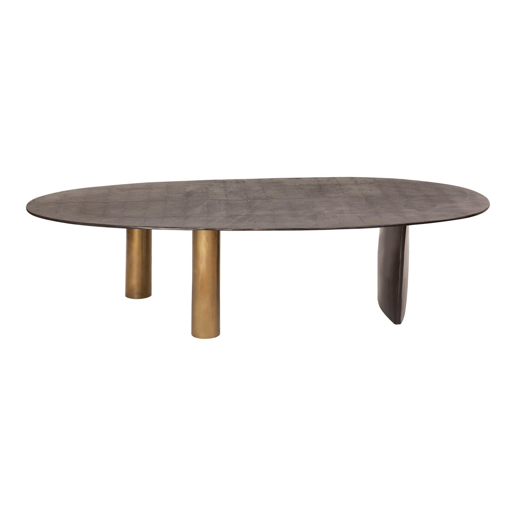 Modern Espresso Bronze Oval Coffee Table