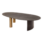 Modern Espresso Bronze Oval Coffee Table