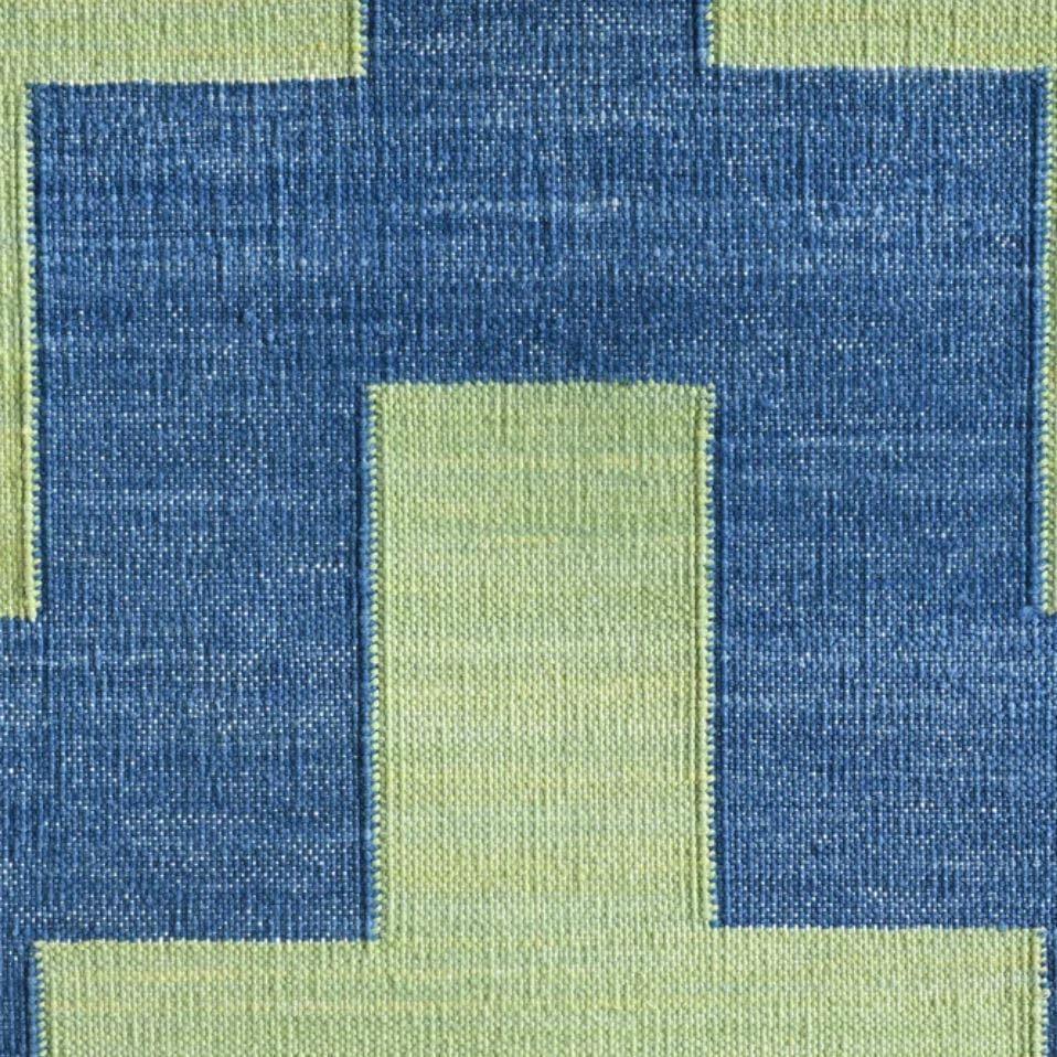Modern Organic Vegetable Dyed Indian Dhurrie Reversible Cotton Rug - Green - MAIA HOMES