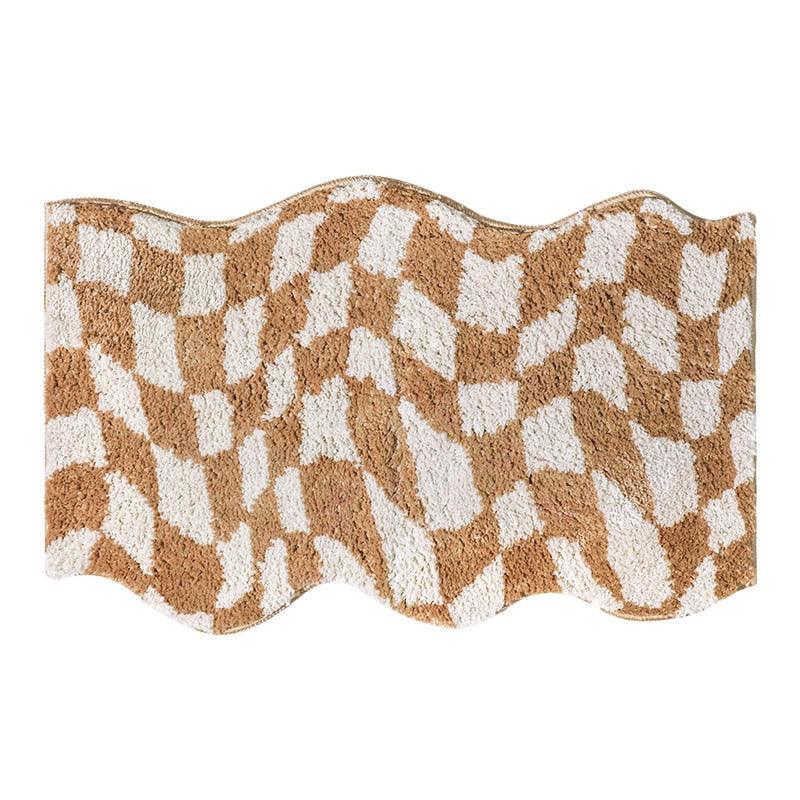 Modern Wave of Checkers Bath Mat Brown