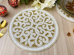 Moha Beaded Round Placemat - Cream/Gold